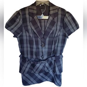 Plaid Short Sleeve Blazer and Skirt Bundle Vintage Y2K